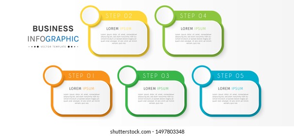 Presentation business infographic template with 5 options or steps. Can be used for workflow layout, diagram, business step options, banner, web design. Vector illustration.