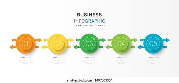 Presentation business infographic template with 5 options or steps. Can be used for workflow layout, diagram, business step options, banner, web design. Vector illustration.