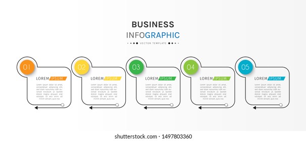 Presentation business infographic template with 5 options or steps. Can be used for workflow layout, diagram, business step options, banner, web design. Vector illustration.