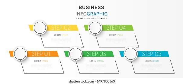 Presentation business infographic template with 5 options or steps. Can be used for workflow layout, diagram, business step options, banner, web design. Vector illustration.