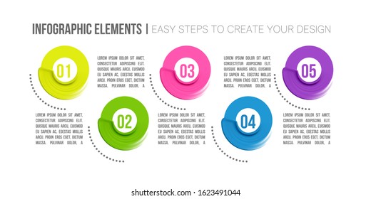 Presentation business infographic template with 5 options. Abstract elements of graph 5 steps options.Vector illustration.presentations, workflow layout, banner, flow chart, info graph.