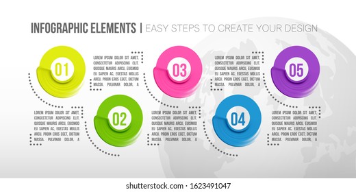 Presentation business infographic template with 5 options. Abstract elements of graph 5 steps options.Vector illustration.presentations, workflow layout, banner, flow chart, info graph.