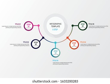 Presentation business infographic template with 5 options. Vector illustration.