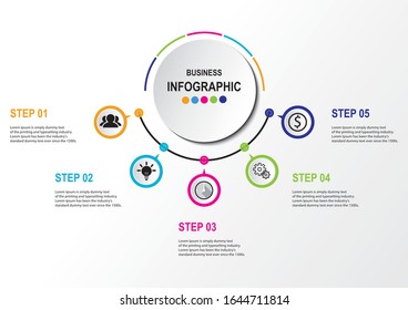 Presentation business infographic template with 5 options. Vector illustration.