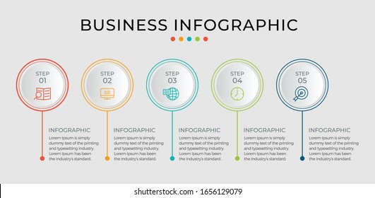 Presentation business infographic template with 5 options. Vector illustration.