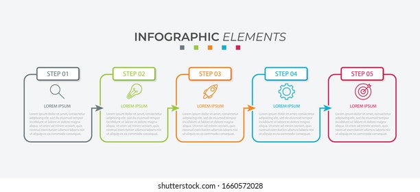 Presentation business infographic template with 5 options. Vector illustration.