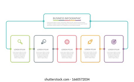 Presentation business infographic template with 5 options. Vector illustration.