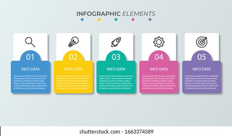 Presentation business infographic template with 5 options. Vector illustration.