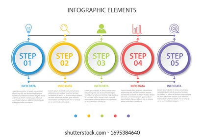 Presentation business infographic template with 5 options. Vector illustration.