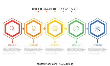 Presentation business infographic template with 5 options. Vector illustration.