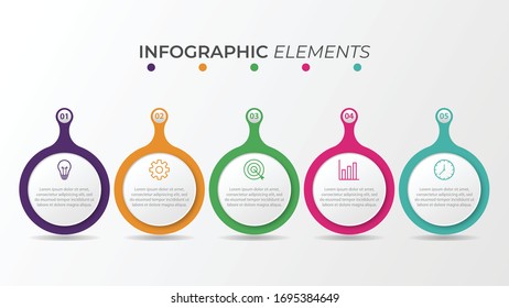 Presentation business infographic template with 5 options. Vector illustration.