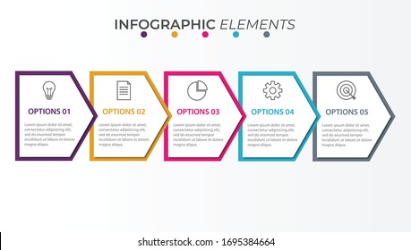 Presentation business infographic template with 5 options. Vector illustration.