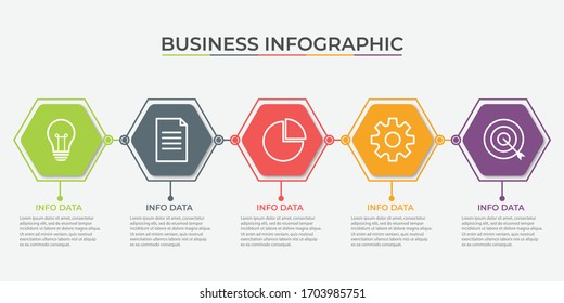 Presentation business infographic template with 5 options. Vector illustration
