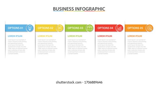 Presentation business infographic template with 5 options. Vector illustration