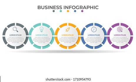 Presentation business infographic template with 5 options. Vector illustration.