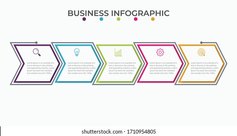 Presentation business infographic template with 5 options. Vector illustration.