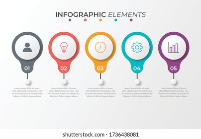 Presentation business infographic template with 5 options. Vector illustration.