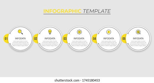 Presentation business infographic template with 5 options. Vector illustration.