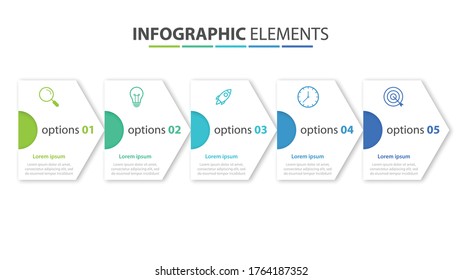 Presentation business infographic template with 5 options. Vector illustration.