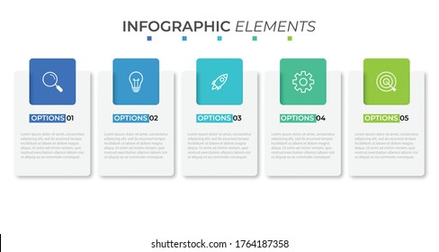 Presentation business infographic template with 5 options. Vector illustration.