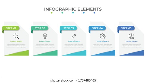 Presentation business infographic template with 5 options. Vector illustration.