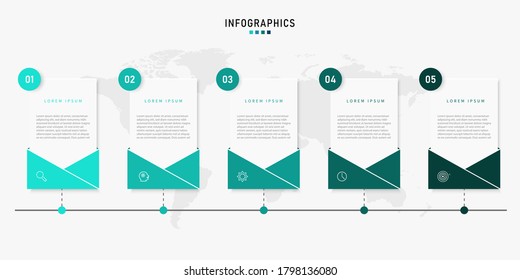 Presentation business infographic template with 5 options. Vector illustration.