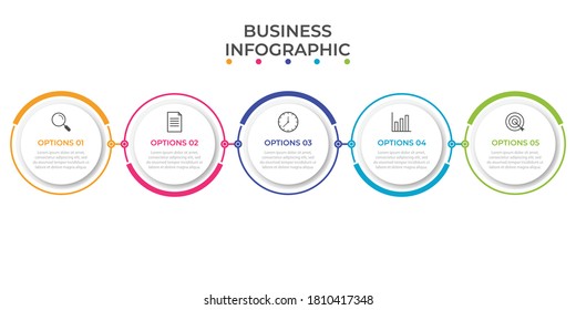 Präsentation Business Infografik Vorlage mit 5 Optionen. Vektorgrafik.