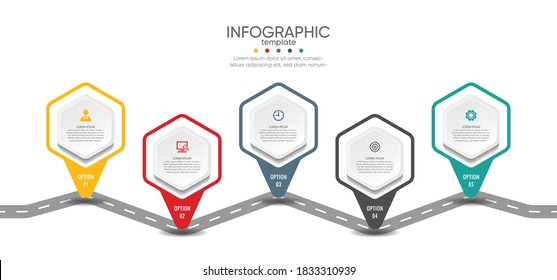 Presentation business infographic template with 5 step
