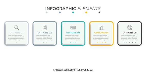Presentation business infographic template with 5 options. Vector illustration.