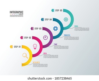 Infografik-Vorlage für das Präsentationsgeschäft mit 5 Schritten