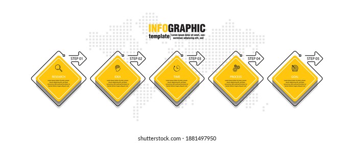 Plantilla de información de negocios de presentación con 5 pasos