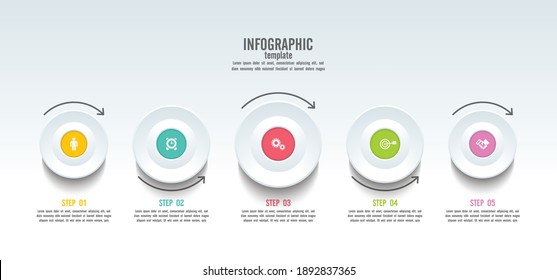 Presentation business infographic template with 5 step