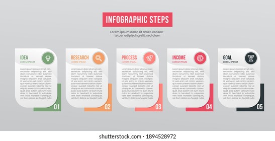 Presentation business infographic template with 5 options. 5 step point infographics background for presentation business