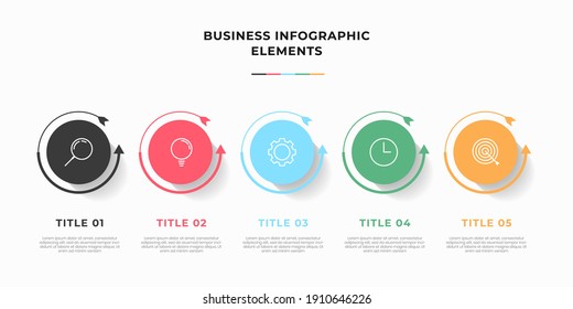 Presentation business infographic template with 5 options or steps. Modern infographic design template. Creative concept of five stages of business project