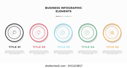 Presentation business infographic template with 5 options or steps. Modern infographic design template. Creative concept of five stages of business project