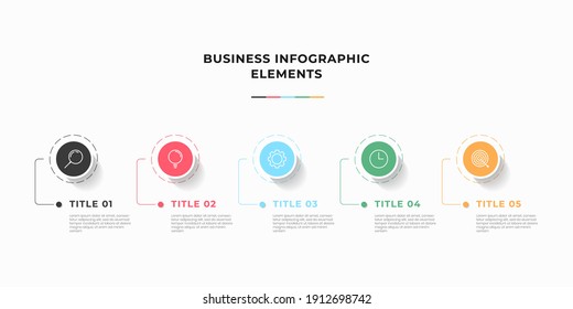 Presentation business infographic template with 5 options or steps. Modern infographic design template. Creative concept of five stages of business project