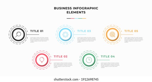 Presentation business infographic template with 5 options or steps. Modern infographic design template. Creative concept of five stages of business project