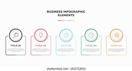 Presentation business infographic template with 5 options or steps. Modern infographic design template. Creative concept of five stages of business project