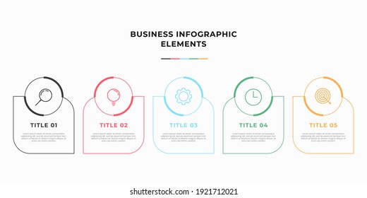 Presentation business infographic template with 5 options or steps. Modern infographic design template. Creative concept of five stages of business project