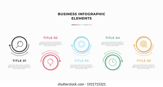 Presentation business infographic template with 5 options or steps. Modern infographic design template. Creative concept of five stages of business project