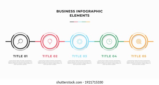 Presentation business infographic template with 5 options or steps. Modern infographic design template. Creative concept of five stages of business project