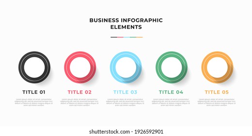 Presentation business infographic template with 5 options or steps. Modern infographic design template. Creative concept of five stages of business project