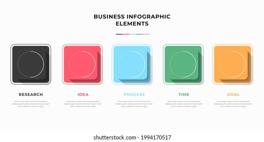 Presentation business infographic template with 5 options or steps. Modern infographic design template. Creative concept of five stages of business project