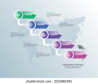 Presentation business infographic template with 5 step