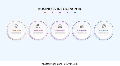 Presentation business infographic template with 5 options. Vector illustration.