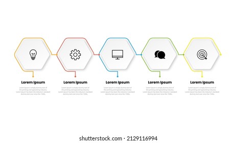 Presentación de la plantilla de infografía del negocio con 5 opciones. Ilustración vectorial.