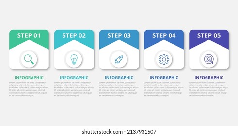 Presentation business infographic template with 5 options. Vector illustration.