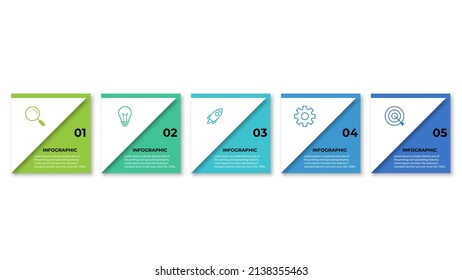 Presentación de la plantilla de infografía del negocio con 5 opciones. Ilustración vectorial.