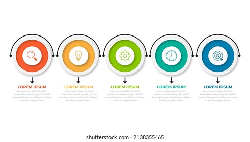 Presentación de la plantilla de infografía del negocio con 5 opciones. Ilustración vectorial.