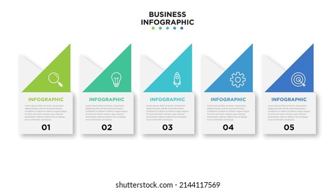Präsentation Business Infografik Vorlage mit 5 Optionen. Vektorgrafik.